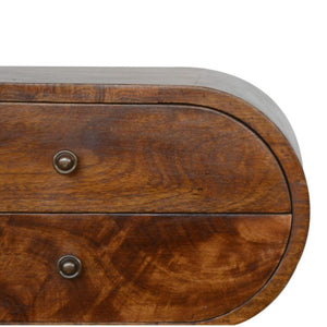 Chestnut Circular Bedside Table | Rounded Nightstand | Bedroom Furniture