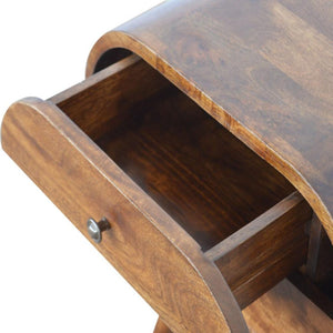 Chestnut Circular Bedside Table | Rounded Nightstand | Bedroom Furniture