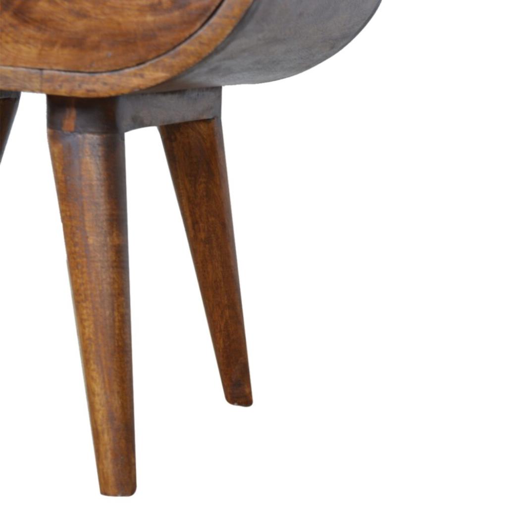 Chestnut Circular Bedside Table | Rounded Nightstand | Bedroom Furniture