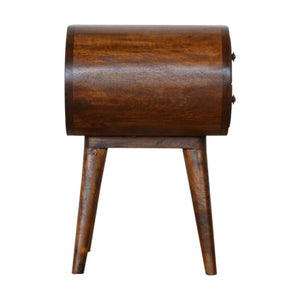Chestnut Circular Bedside Table | Rounded Nightstand | Bedroom Furniture