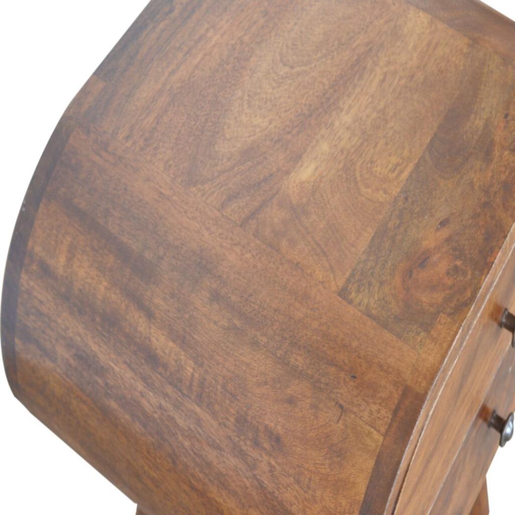 Chestnut Circular Bedside Table | Rounded Nightstand | Bedroom Furniture