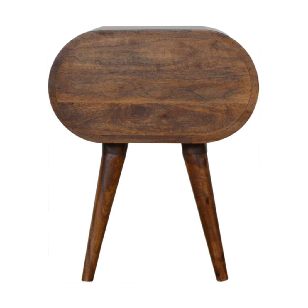 Chestnut Circular Bedside Table | Rounded Nightstand | Bedroom Furniture