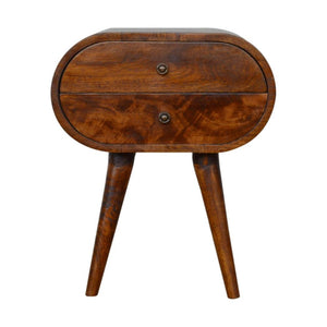 Chestnut Circular Bedside Table | Rounded Nightstand | Bedroom Furniture