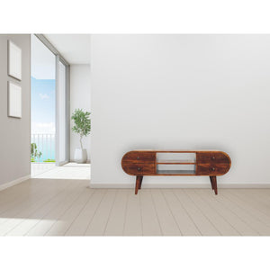 Chestnut Circular Media Unit | Solid Mango Wood | Circular Front Design