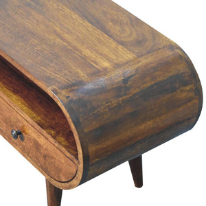Chestnut Circular TV Stand | Solid Mango Wood | Circular Front Design