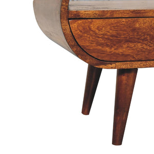 Chestnut Circular TV Stand | Solid Mango Wood | Circular Front Design