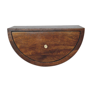 Chestnut Crescent Floating Bedside | Wall-Mounted Nightstand | Curved Wood Finish