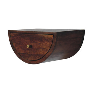 Chestnut Crescent Floating Bedside | Wall-Mounted Nightstand | Curved Wood Finish