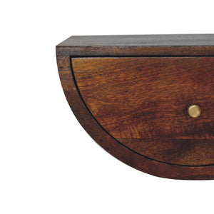 Chestnut Crescent Floating Bedside | Wall-Mounted Nightstand | Curved Wood Finish