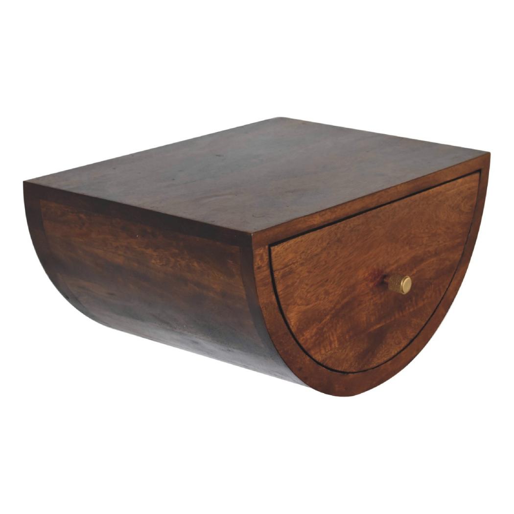 Chestnut Crescent Floating Bedside | Wall-Mounted Nightstand | Curved Wood Finish