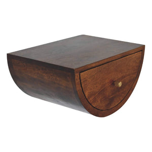 Chestnut Crescent Floating Bedside | Wall-Mounted Nightstand | Curved Wood Finish