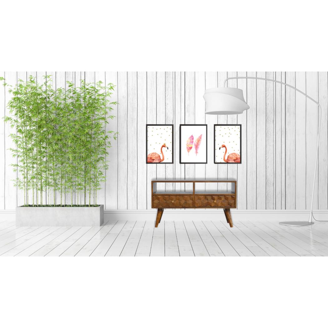 Chestnut Cube Carved TV Unit | Distinctive Detail | Versatile Home Furniture