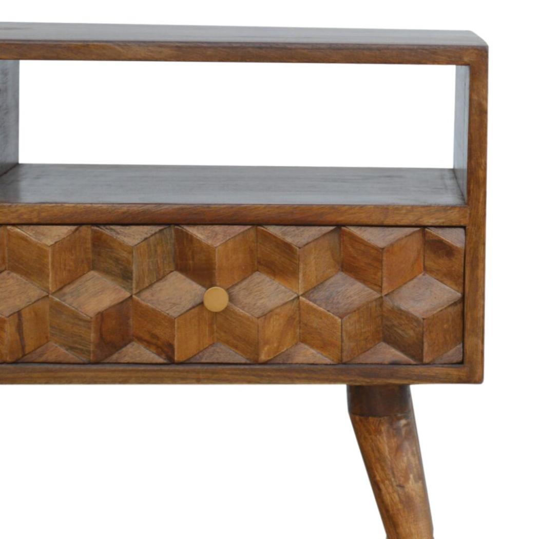 Chestnut Cube Carved TV Unit | Distinctive Detail | Versatile Home Furniture