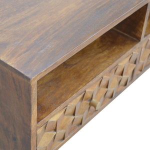 Chestnut Cube Carved TV Unit | Distinctive Detail | Versatile Home Furniture