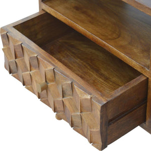 Chestnut Cube Carved TV Unit | Distinctive Detail | Versatile Home Furniture