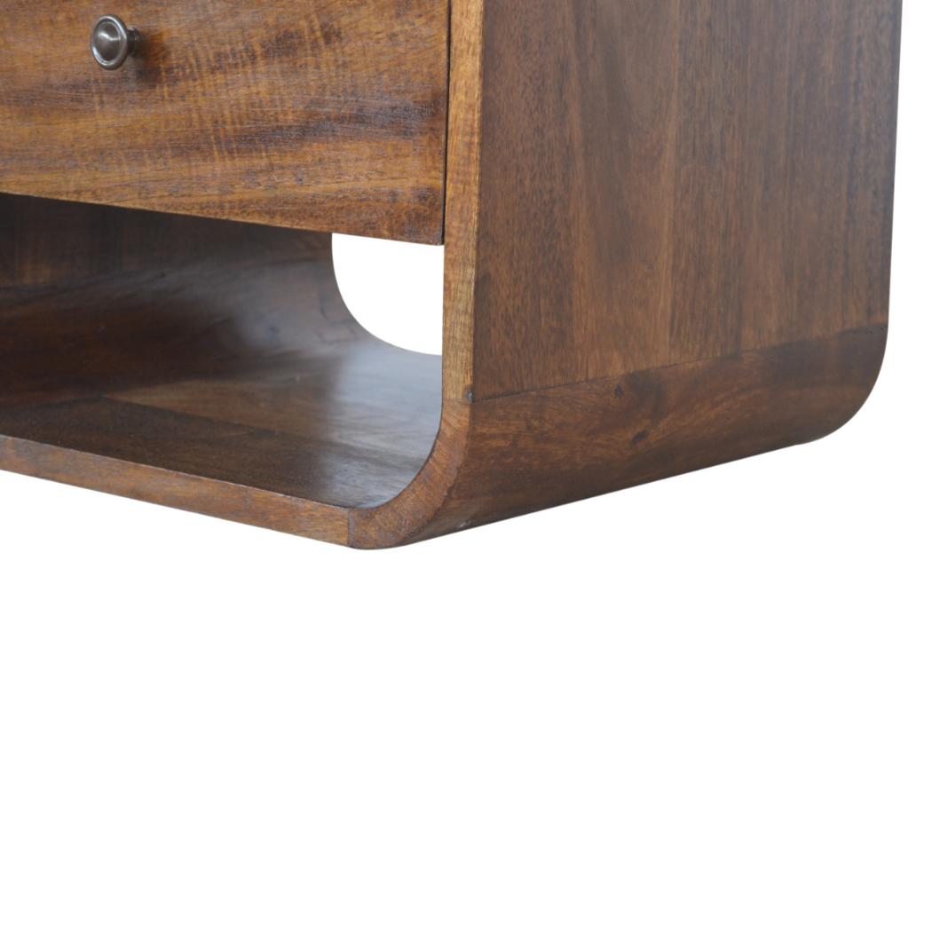 Chestnut Curved Bedside Table | 2 Drawer Storage | Warm Wood Finish