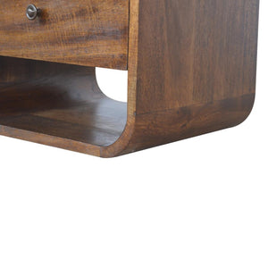 Chestnut Curved Bedside Table | 2 Drawer Storage | Warm Wood Finish
