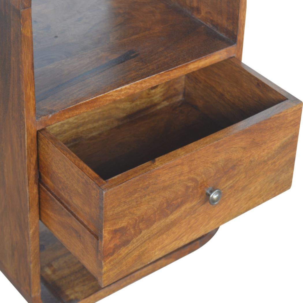 Chestnut Curved Bedside Table | 2 Drawer Storage | Warm Wood Finish