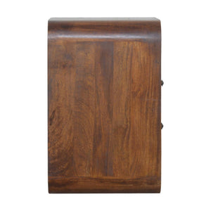 Chestnut Curved Bedside Table | 2 Drawer Storage | Warm Wood Finish