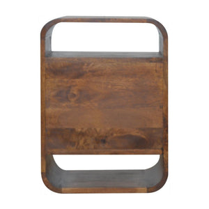 Chestnut Curved Bedside Table | 2 Drawer Storage | Warm Wood Finish