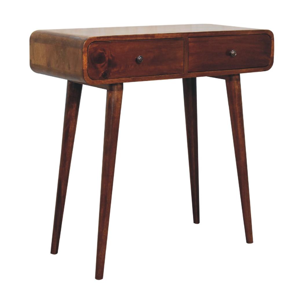 Chestnut Curved Hallway Table | Solid Mango Wood | Soft Curved Profile