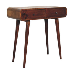 Chestnut Curved Hallway Table | Solid Mango Wood | Soft Curved Profile