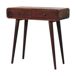 Chestnut Curved Hallway Table | Solid Mango Wood | Soft Curved Profile
