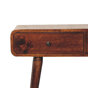 Chestnut Curved Hallway Table | Solid Mango Wood | Soft Curved Profile