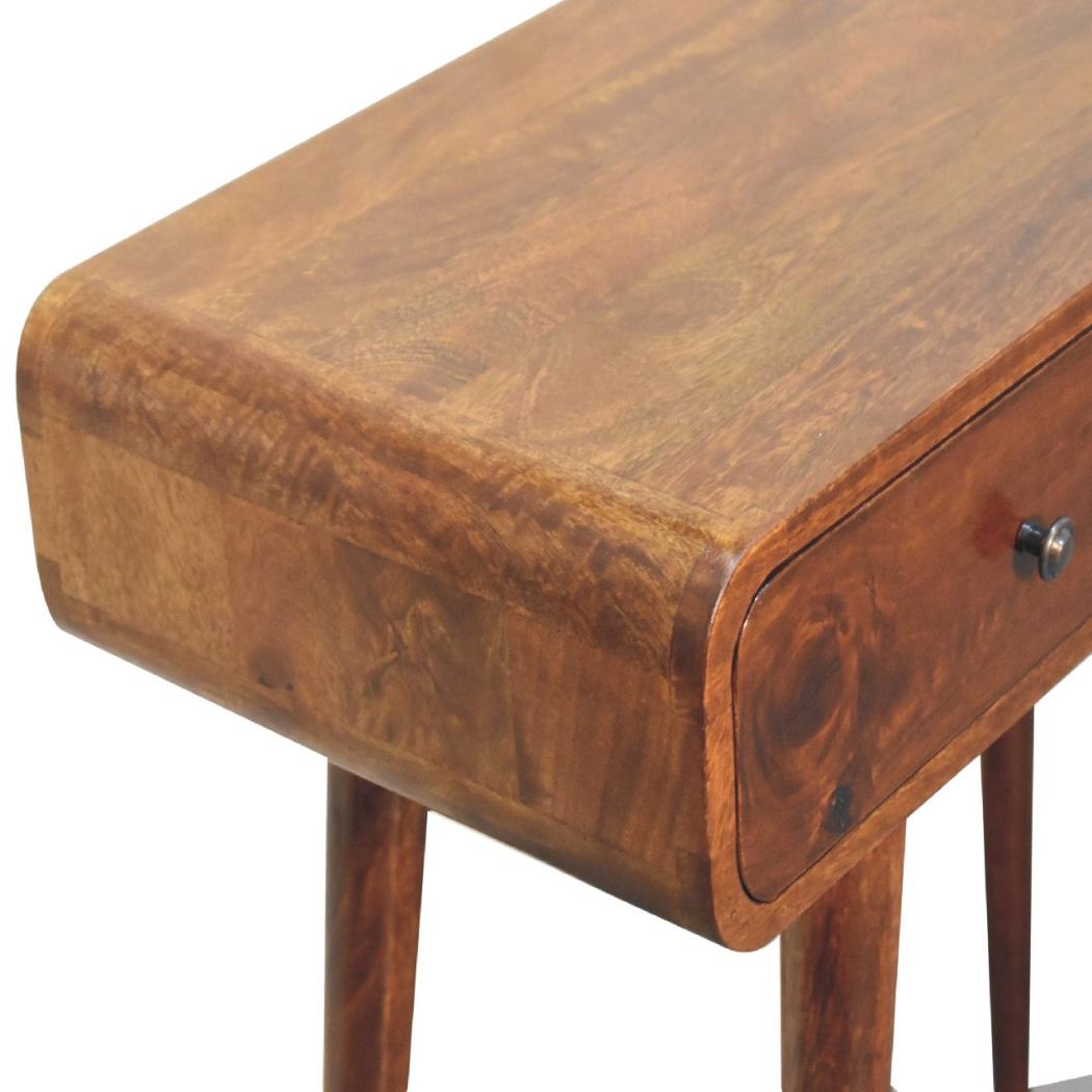 Chestnut Curved Hallway Table | Solid Mango Wood | Soft Curved Profile