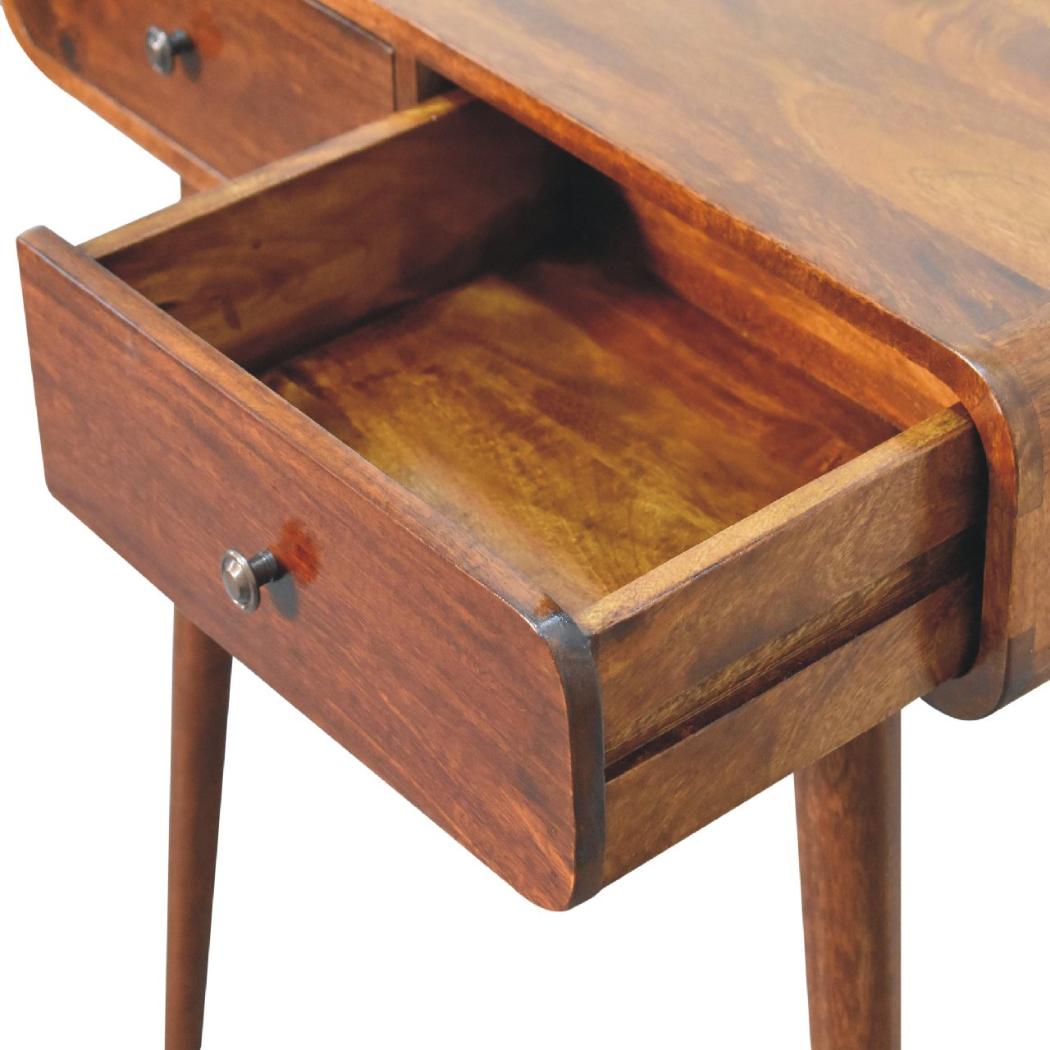 Chestnut Curved Hallway Table | Solid Mango Wood | Soft Curved Profile