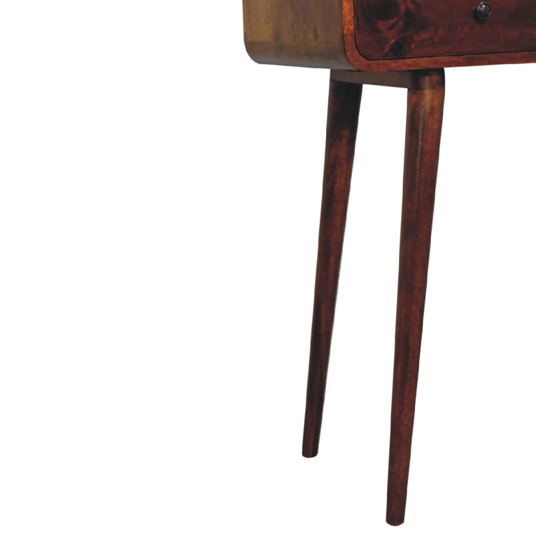 Chestnut Curved Hallway Table | Solid Mango Wood | Soft Curved Profile