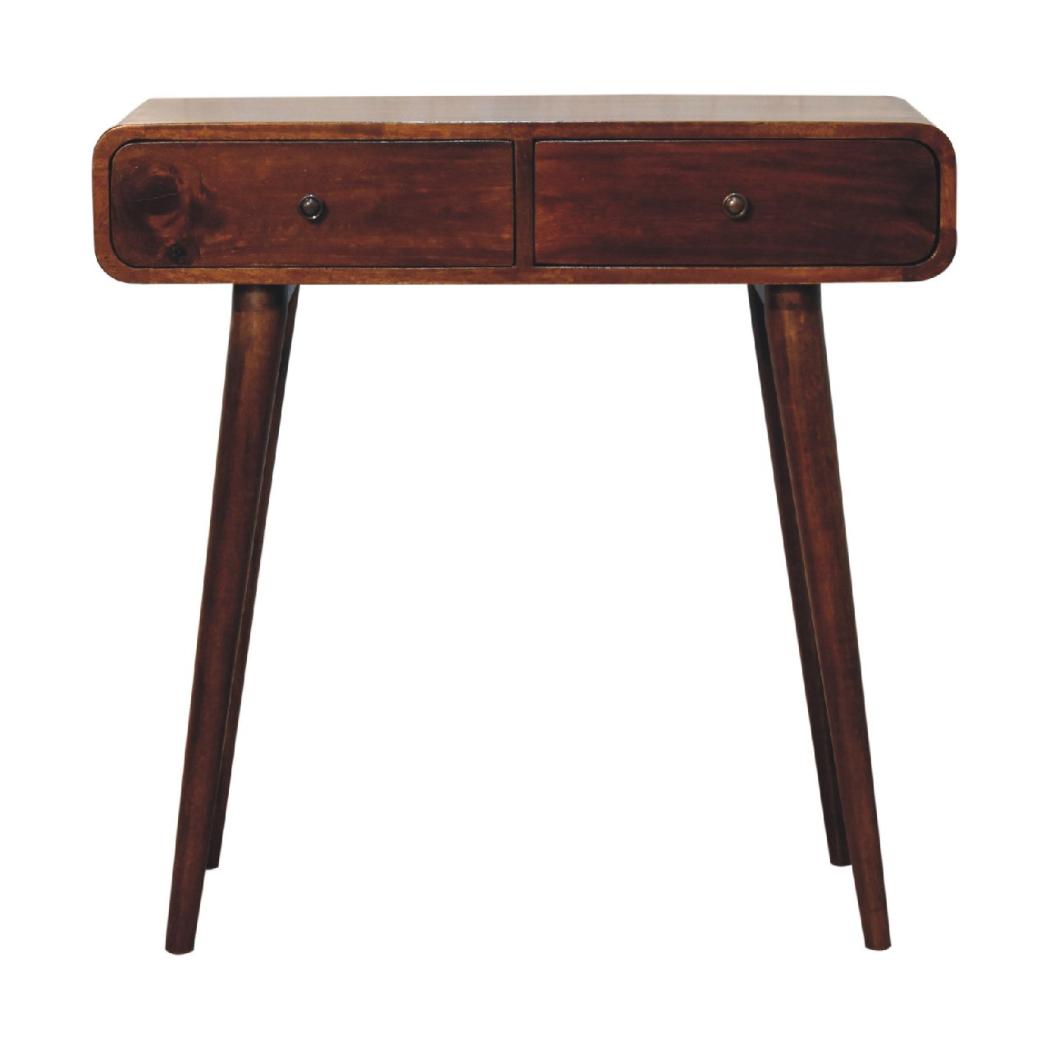 Chestnut Curved Hallway Table | Solid Mango Wood | Soft Curved Profile