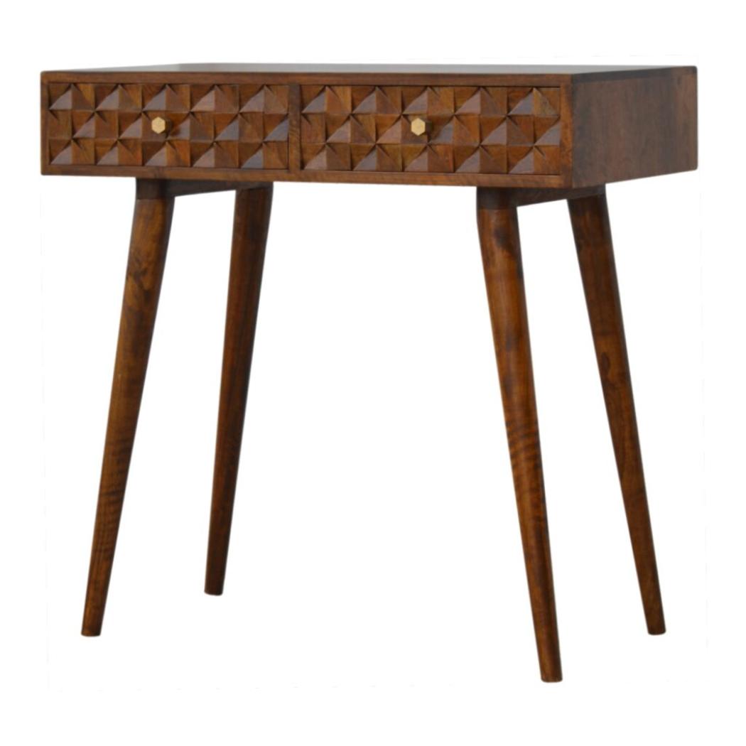 Chestnut Diamond Carve Console Table | Distinctive Detail | Versatile Home Furniture