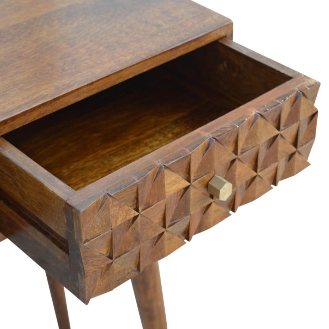 Chestnut Diamond Carve Console Table | Distinctive Detail | Versatile Home Furniture