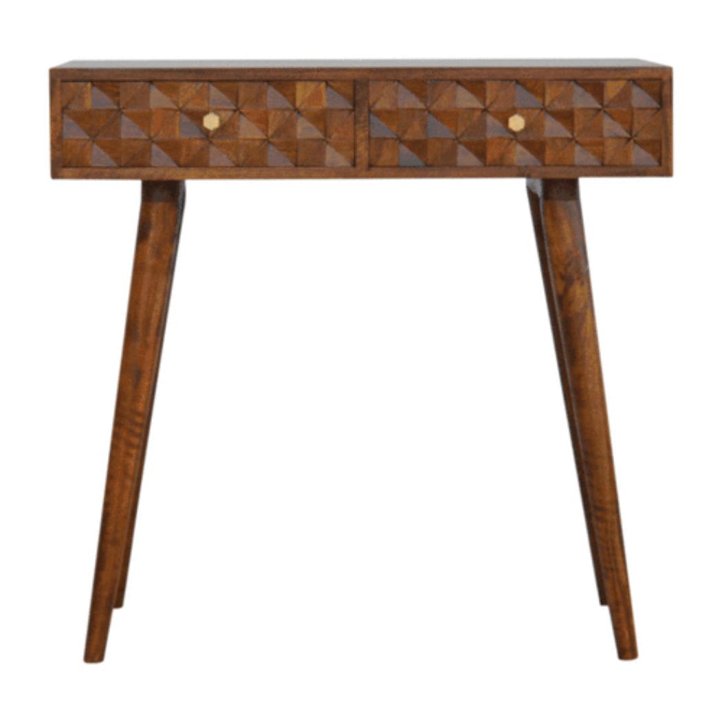 Chestnut Diamond Carve Console Table | Distinctive Detail | Versatile Home Furniture