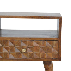 Chestnut Diamond Carved TV Unit | Distinctive Detail | Versatile Home Furniture