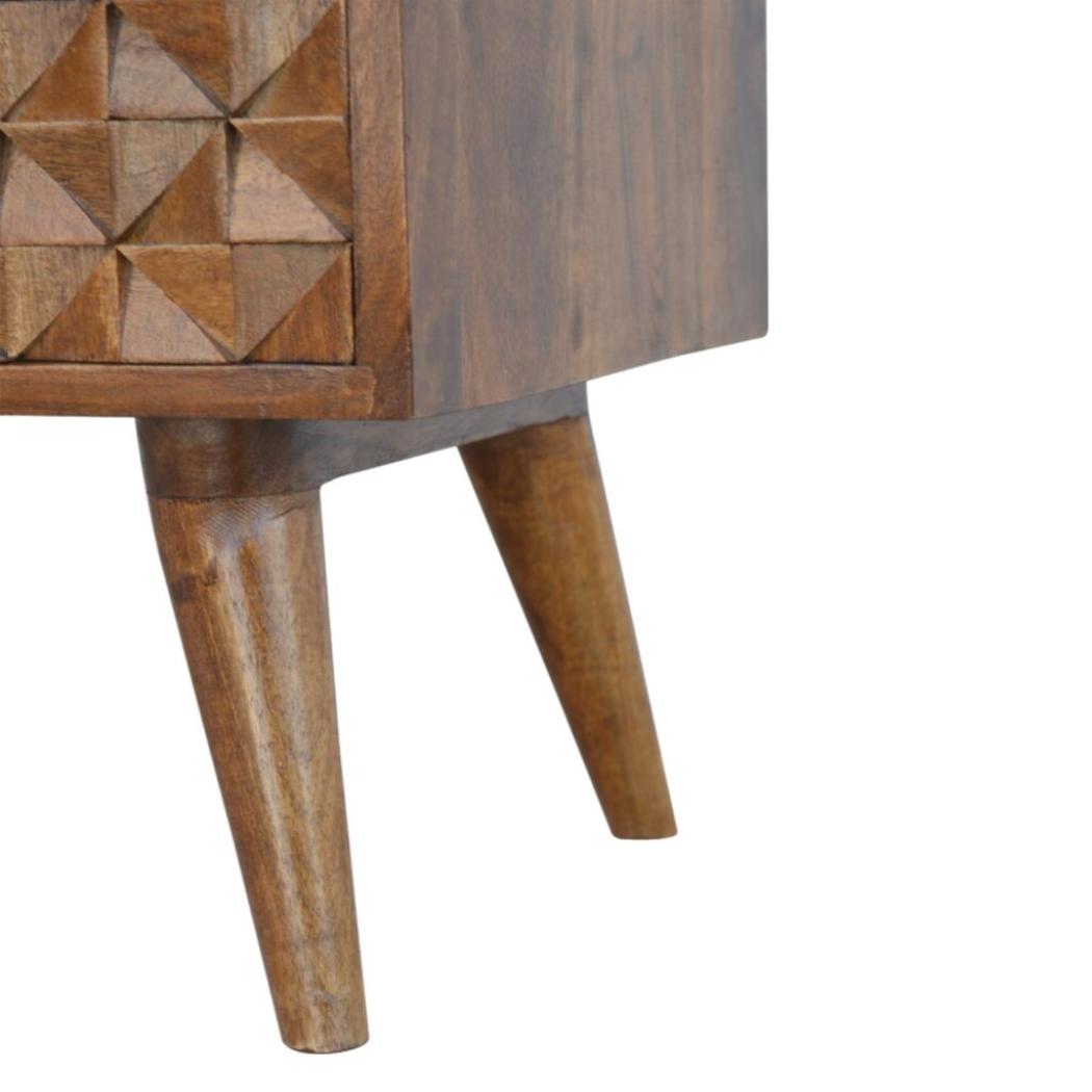Chestnut Diamond Carved TV Unit | Distinctive Detail | Versatile Home Furniture