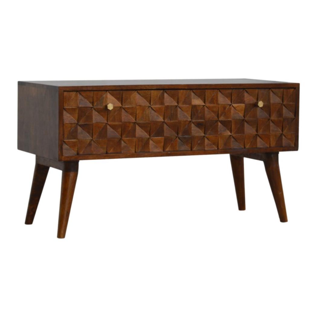 Chestnut Diamond Storage Bench | Distinctive Detail | Versatile Home Furniture