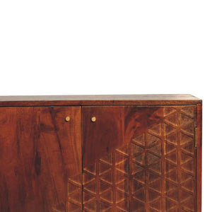 Chestnut Dice Cabinet | Solid Mango Wood | Geometric Dice-Inspired Detail