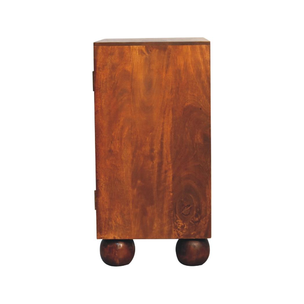 Chestnut Dice Cabinet | Solid Mango Wood | Geometric Dice-Inspired Detail