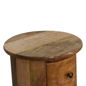 Chestnut Drum Chest | Solid Mango Wood | 3 Drawers | Compact Round Storage