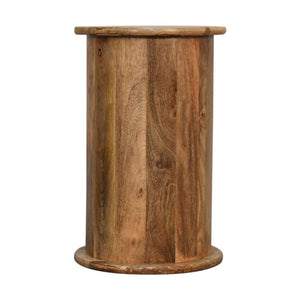 Chestnut Drum Chest | Solid Mango Wood | 3 Drawers | Compact Round Storage