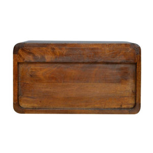 Chestnut Floating Bedside Cabinet | Solid Mango Wood | Drawer & Open Shelf