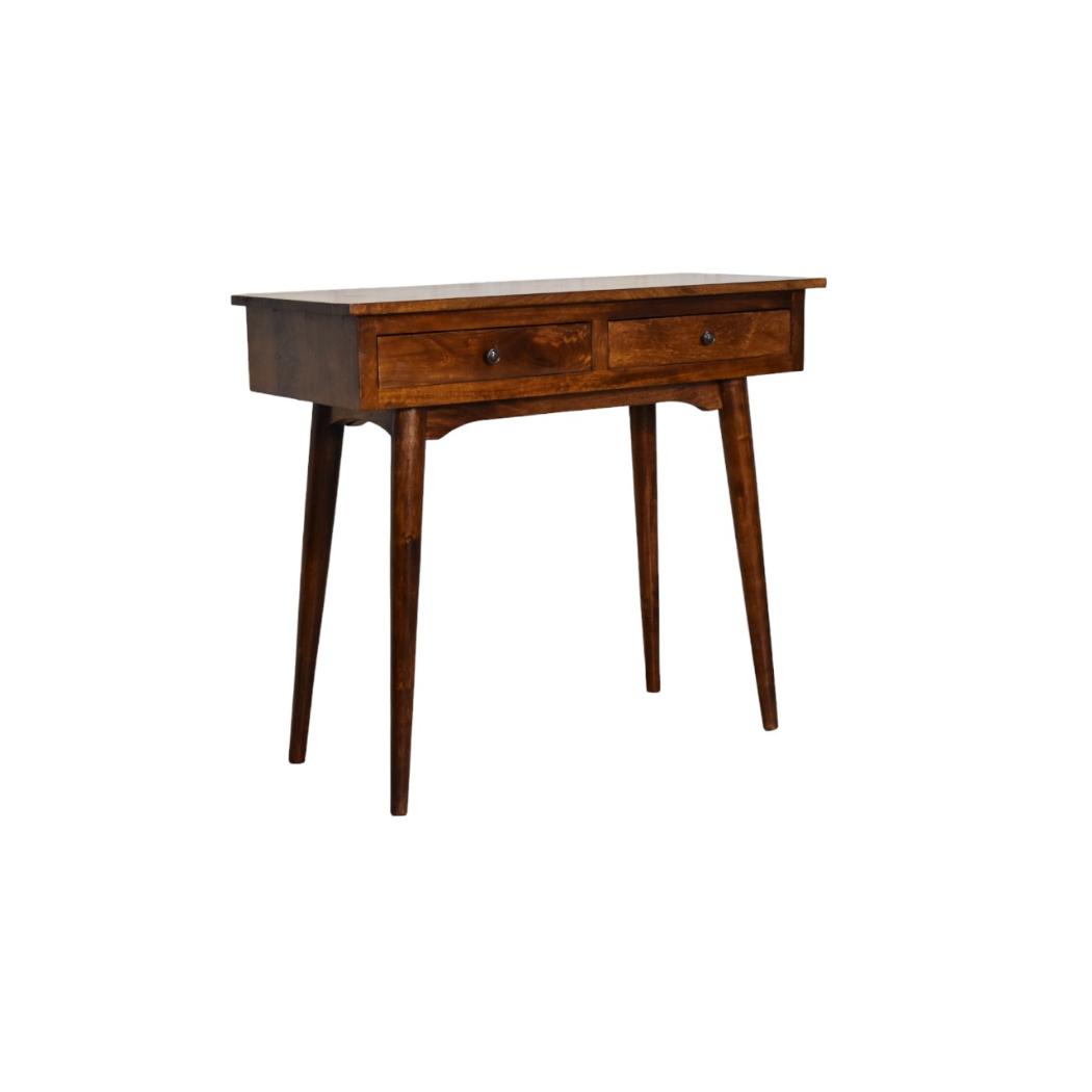 Chestnut Hallway 2 Drawer Console Table | Solid Mango Wood | 2 Drawer Storage