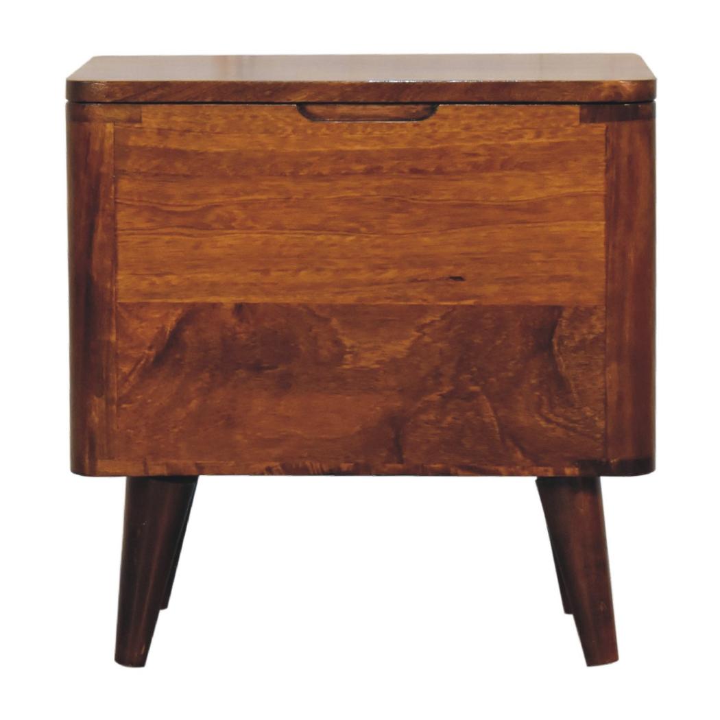 Chestnut Lift-Up Storage Stool | Solid Mango Wood | Chestnut Finish | Nordic Storage Seat