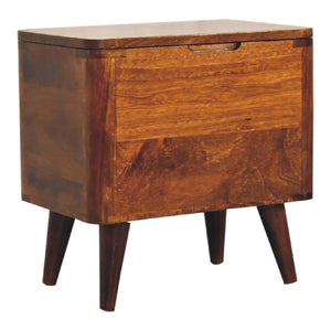 Chestnut Lift-Up Storage Stool | Solid Mango Wood | Chestnut Finish | Nordic Storage Seat