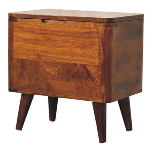 Chestnut Lift-Up Storage Stool | Solid Mango Wood | Chestnut Finish | Nordic Storage Seat