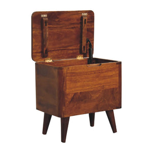Chestnut Lift-Up Storage Stool | Solid Mango Wood | Chestnut Finish | Nordic Storage Seat