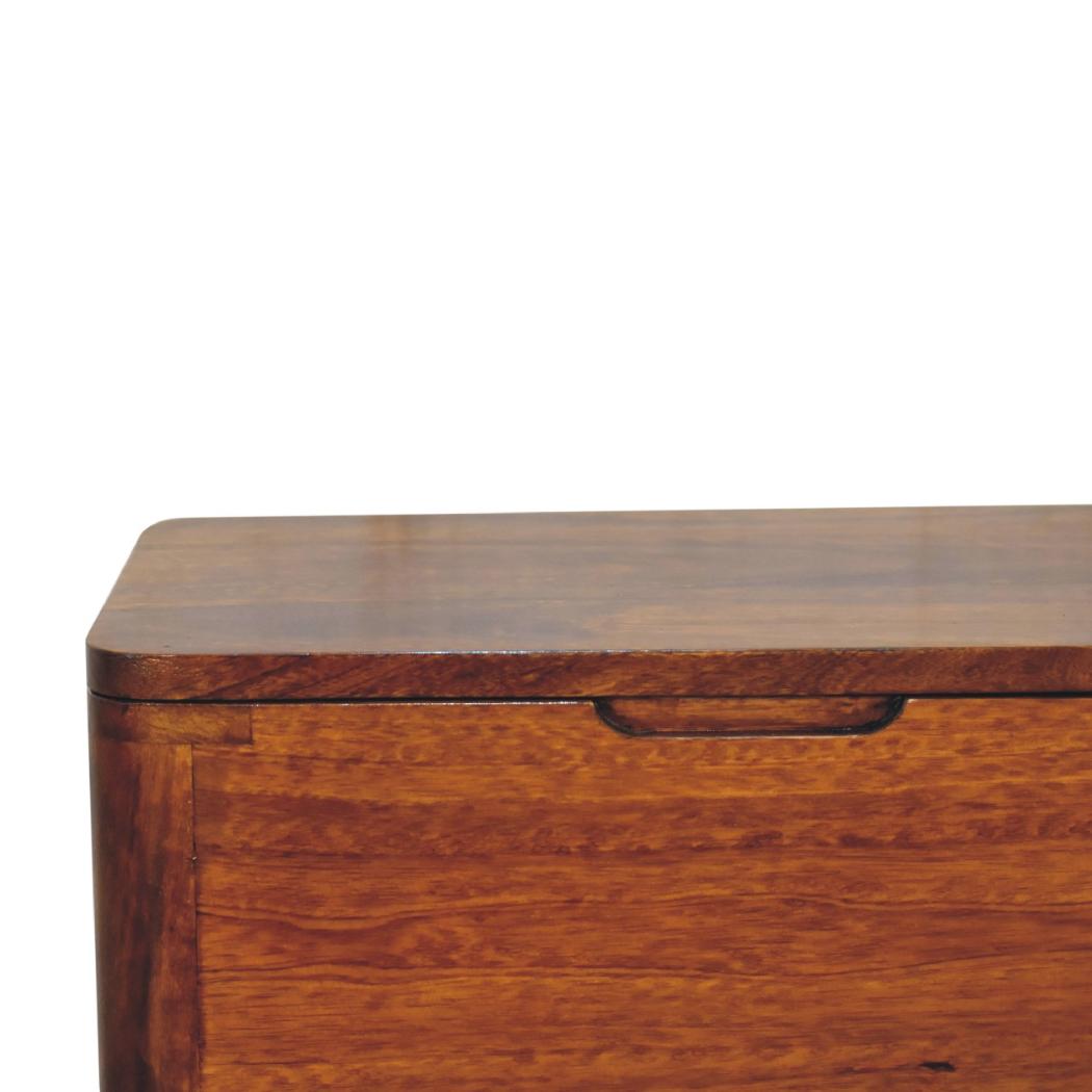 Chestnut Lift-Up Storage Stool | Solid Mango Wood | Chestnut Finish | Nordic Storage Seat