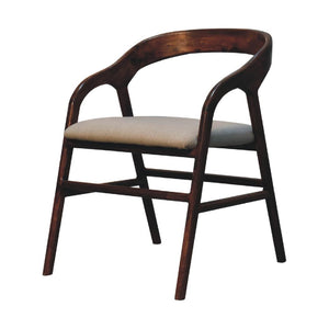 Chestnut Linen Deco Chair | Artisan-Crafted Design